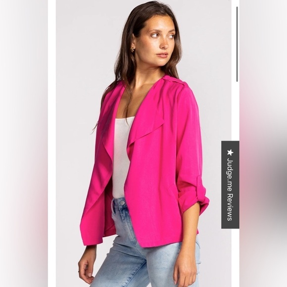 Pink Martini Melody Jacket blazer oversized hot pink tencel 3/4sleeves size XS - Picture 1 of 10